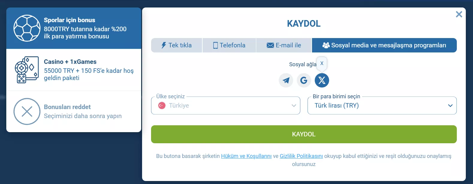 Mobil ve PC üzerinden 1xBet Twitter giriş adımları